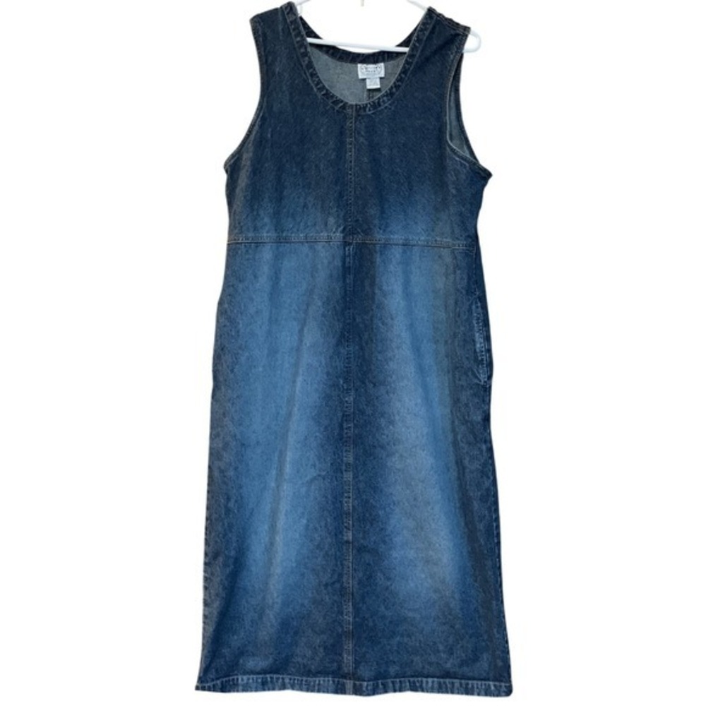 Carolina Blues Jean Denim Dress 16W Sleeveless Country‎ Maxi Modest 90s Western